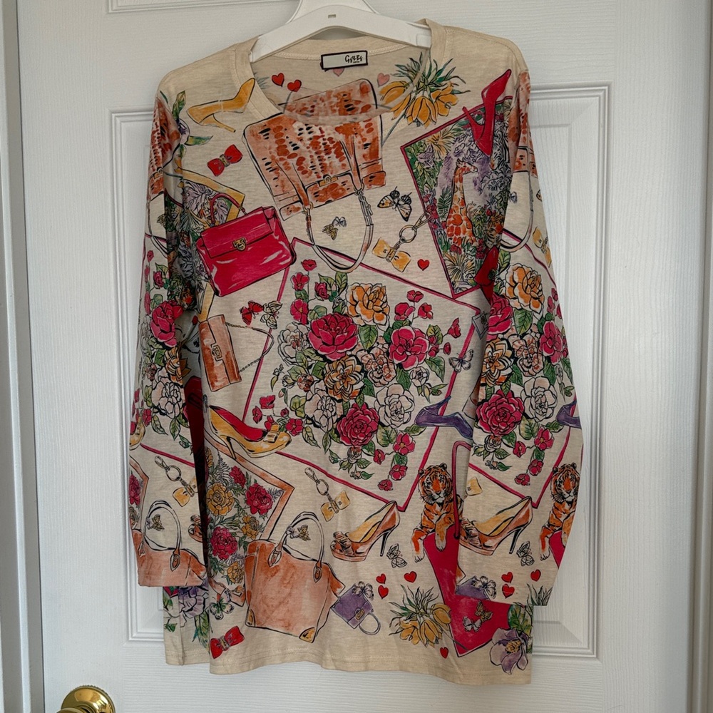 Guess Multicolor Graphic Long Sleeve Tee